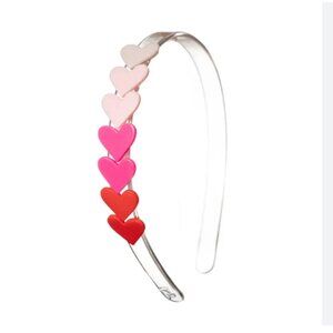 Girls Acrylic Ombre Pink & Red Hearts Headband (3-6T)